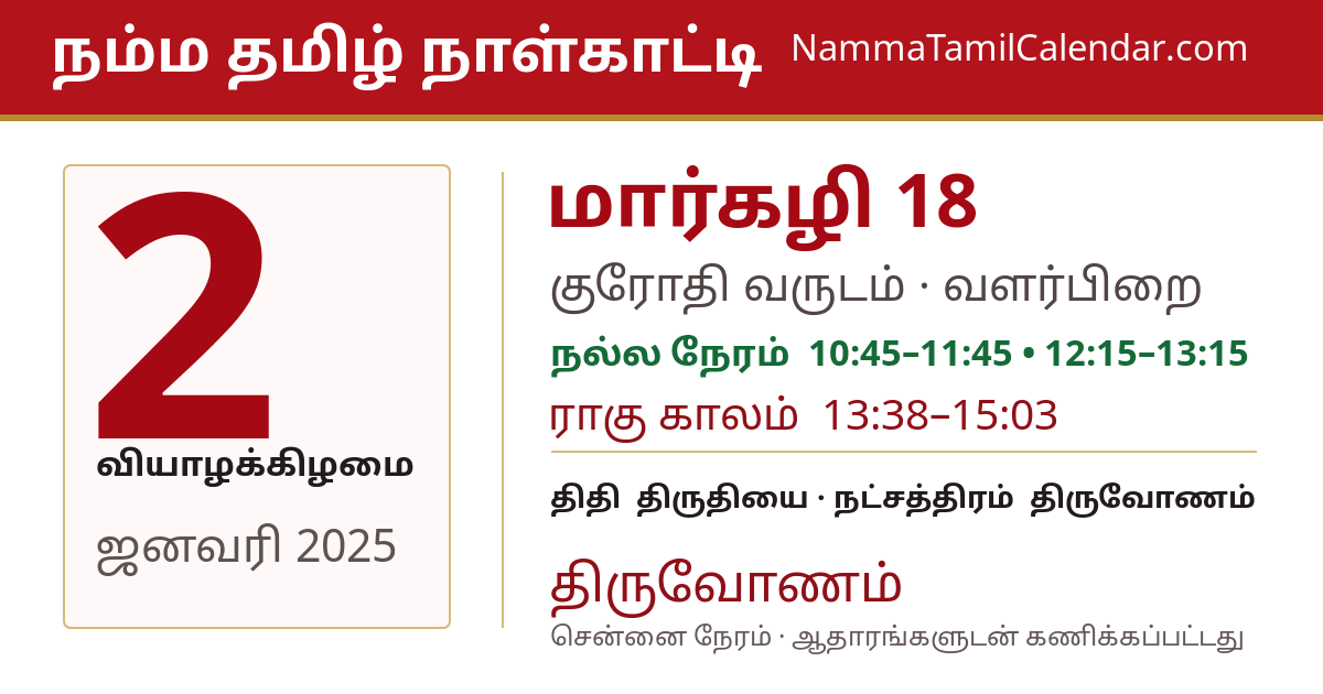 ஜனவரி 2, 2025 சென்னை தமிழ் காலண்டர் பகிர்வு படம்