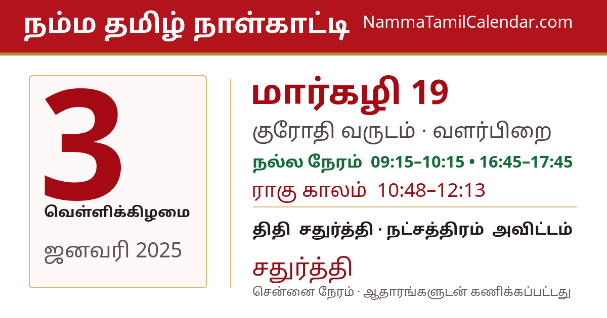 ஜனவரி 3, 2025 சென்னை தமிழ் காலண்டர் பகிர்வு படம்