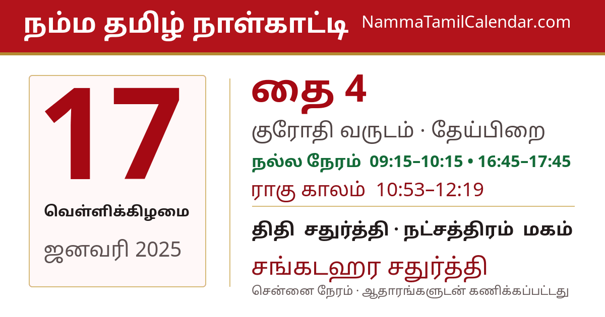 ஜனவரி 17, 2025 சென்னை தமிழ் காலண்டர் பகிர்வு படம்