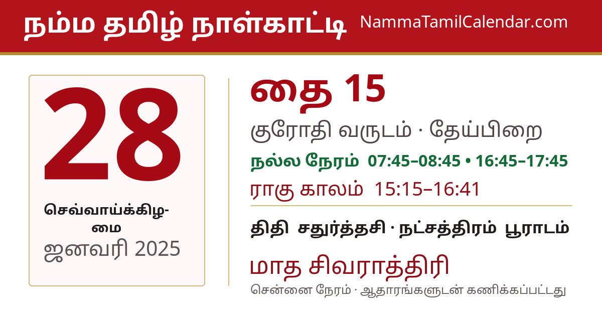 ஜனவரி 28, 2025 சென்னை தமிழ் காலண்டர் பகிர்வு படம்