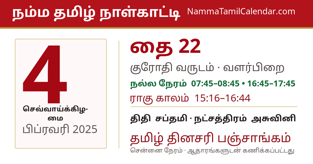 பிப்ரவரி 4, 2025 சென்னை தமிழ் காலண்டர் பகிர்வு படம்