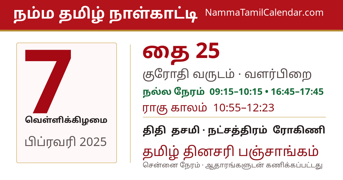 பிப்ரவரி 7, 2025 சென்னை தமிழ் காலண்டர் பகிர்வு படம்
