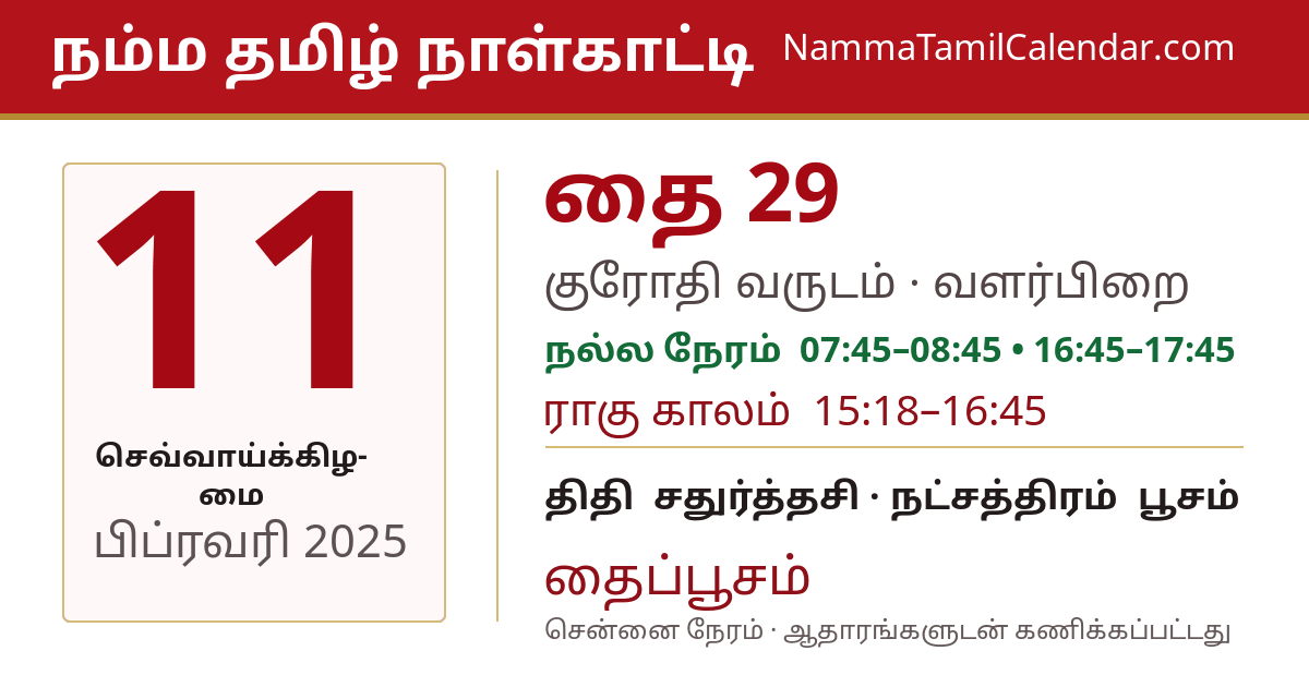 பிப்ரவரி 11, 2025 சென்னை தமிழ் காலண்டர் பகிர்வு படம்