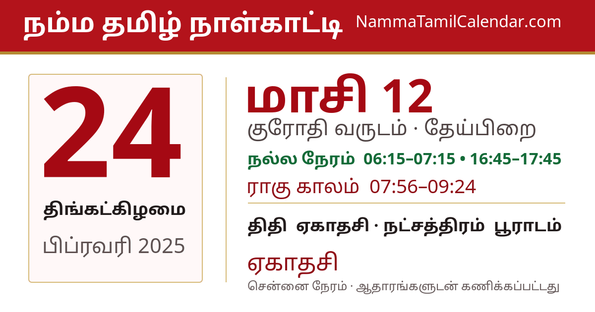 பிப்ரவரி 24, 2025 சென்னை தமிழ் காலண்டர் பகிர்வு படம்