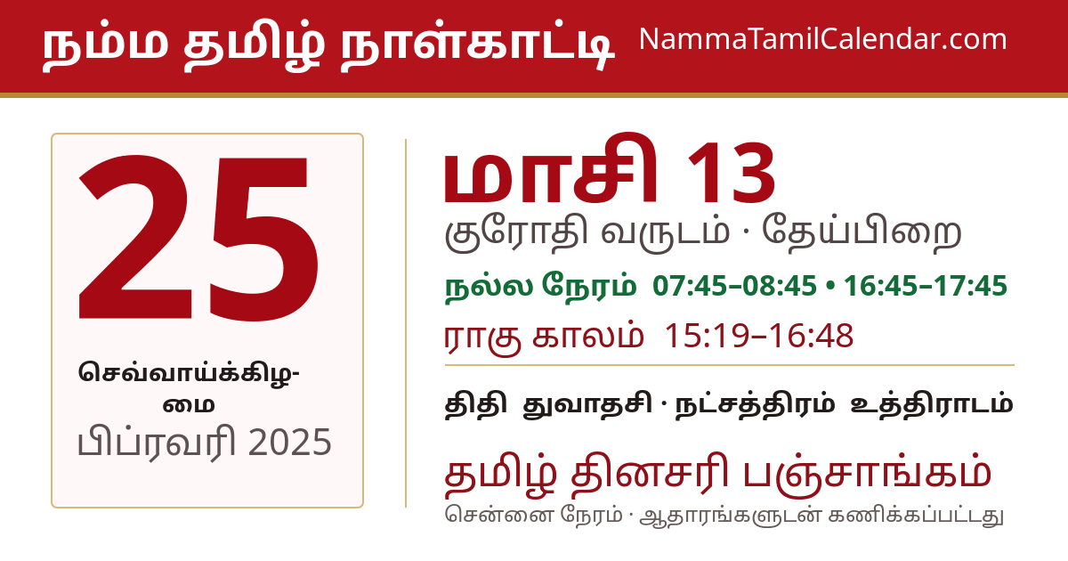 பிப்ரவரி 25, 2025 சென்னை தமிழ் காலண்டர் பகிர்வு படம்
