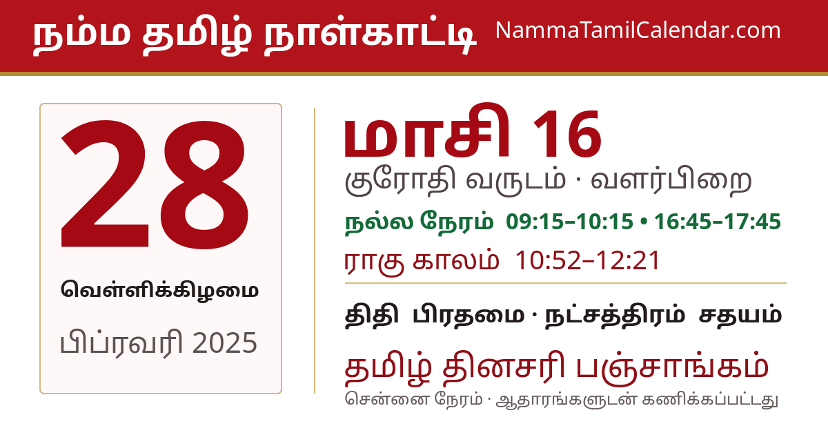 பிப்ரவரி 28, 2025 சென்னை தமிழ் காலண்டர் பகிர்வு படம்
