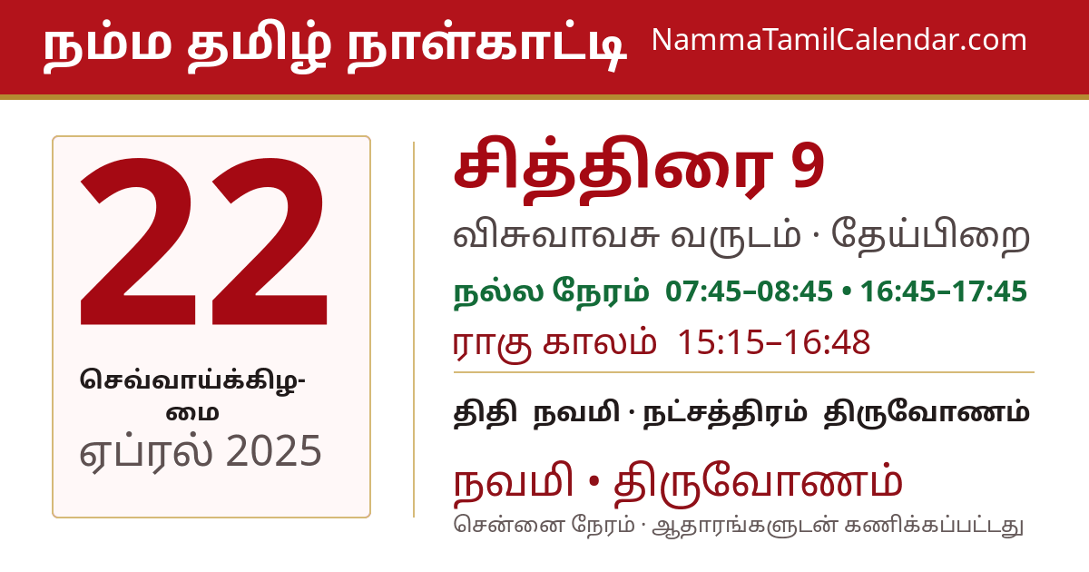 ஏப்ரல் 22, 2025 சென்னை தமிழ் காலண்டர் பகிர்வு படம்