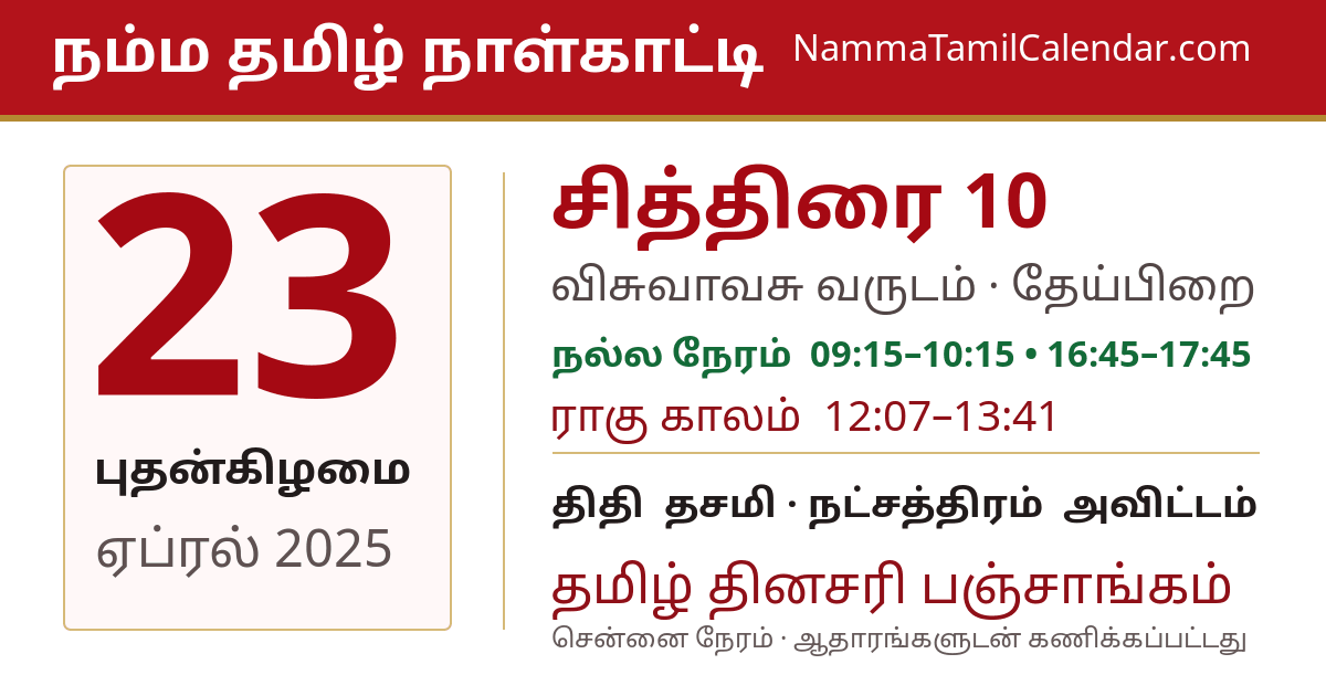 ஏப்ரல் 23, 2025 சென்னை தமிழ் காலண்டர் பகிர்வு படம்