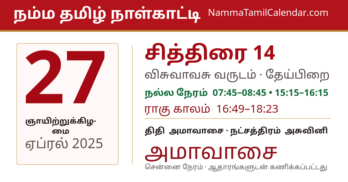 ஏப்ரல் 27, 2025 சென்னை தமிழ் காலண்டர் பகிர்வு படம்