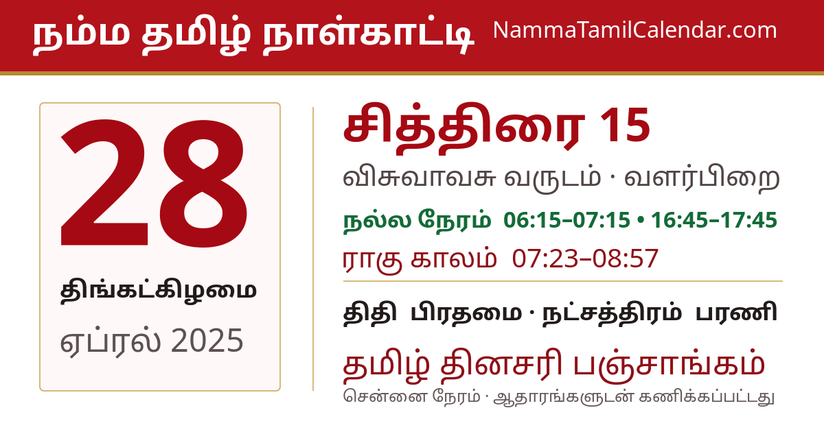 ஏப்ரல் 28, 2025 சென்னை தமிழ் காலண்டர் பகிர்வு படம்