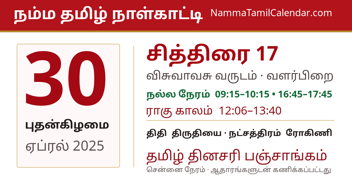 ஏப்ரல் 30, 2025 சென்னை தமிழ் காலண்டர் பகிர்வு படம்