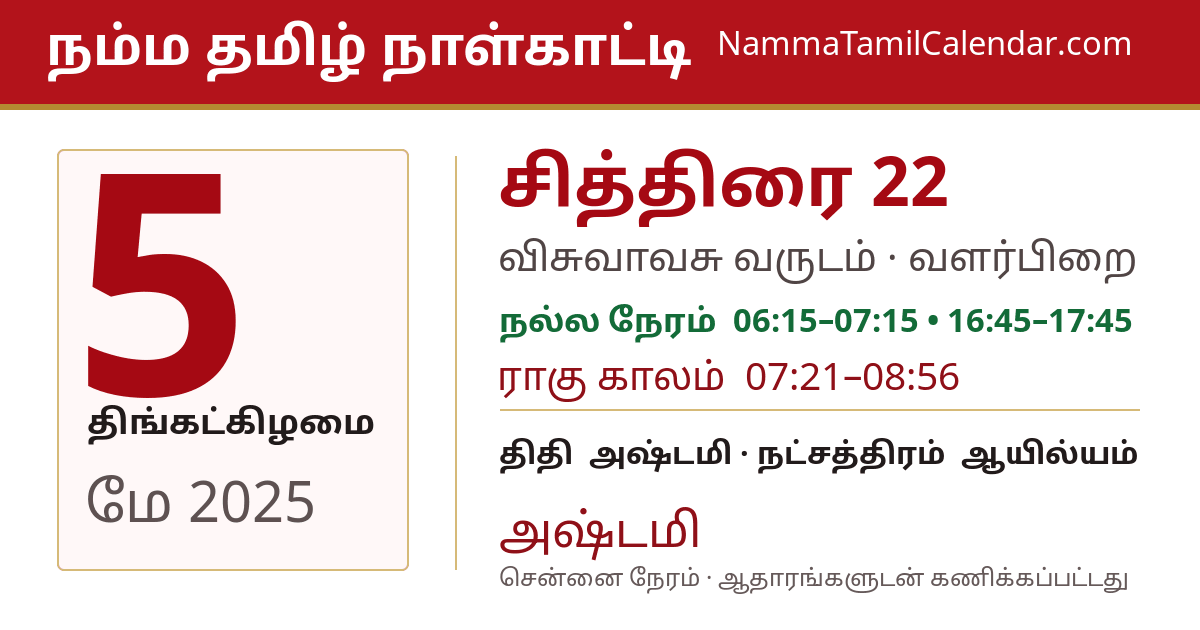 மே 5, 2025 சென்னை தமிழ் காலண்டர் பகிர்வு படம்