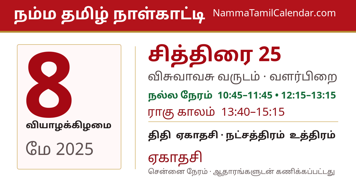 மே 8, 2025 சென்னை தமிழ் காலண்டர் பகிர்வு படம்