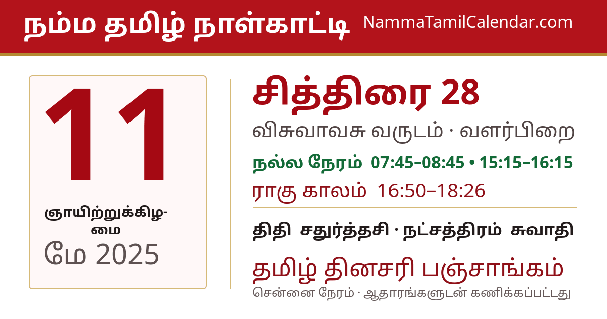 மே 11, 2025 சென்னை தமிழ் காலண்டர் பகிர்வு படம்