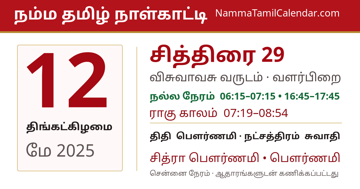 மே 12, 2025 சென்னை தமிழ் காலண்டர் பகிர்வு படம்