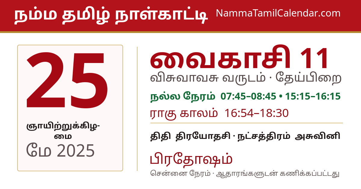 மே 25, 2025 சென்னை தமிழ் காலண்டர் பகிர்வு படம்