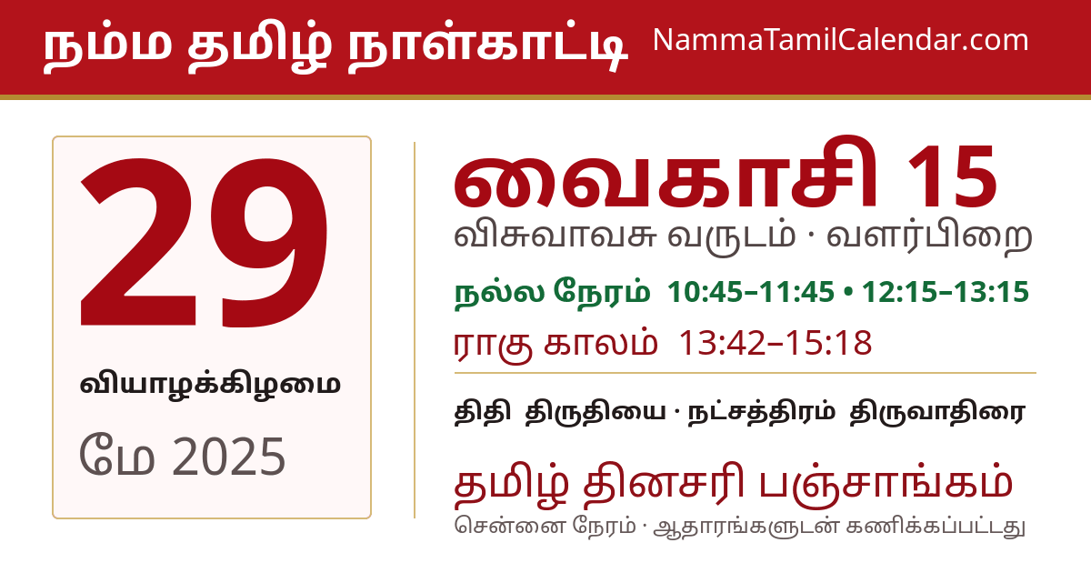 மே 29, 2025 சென்னை தமிழ் காலண்டர் பகிர்வு படம்