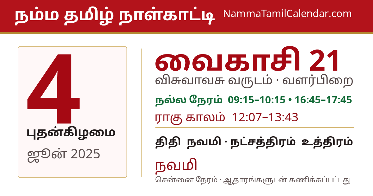 ஜூன் 4, 2025 சென்னை தமிழ் காலண்டர் பகிர்வு படம்