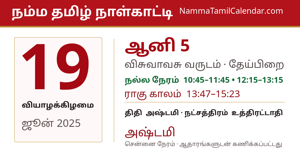 ஜூன் 19, 2025 சென்னை தமிழ் காலண்டர் பகிர்வு படம்