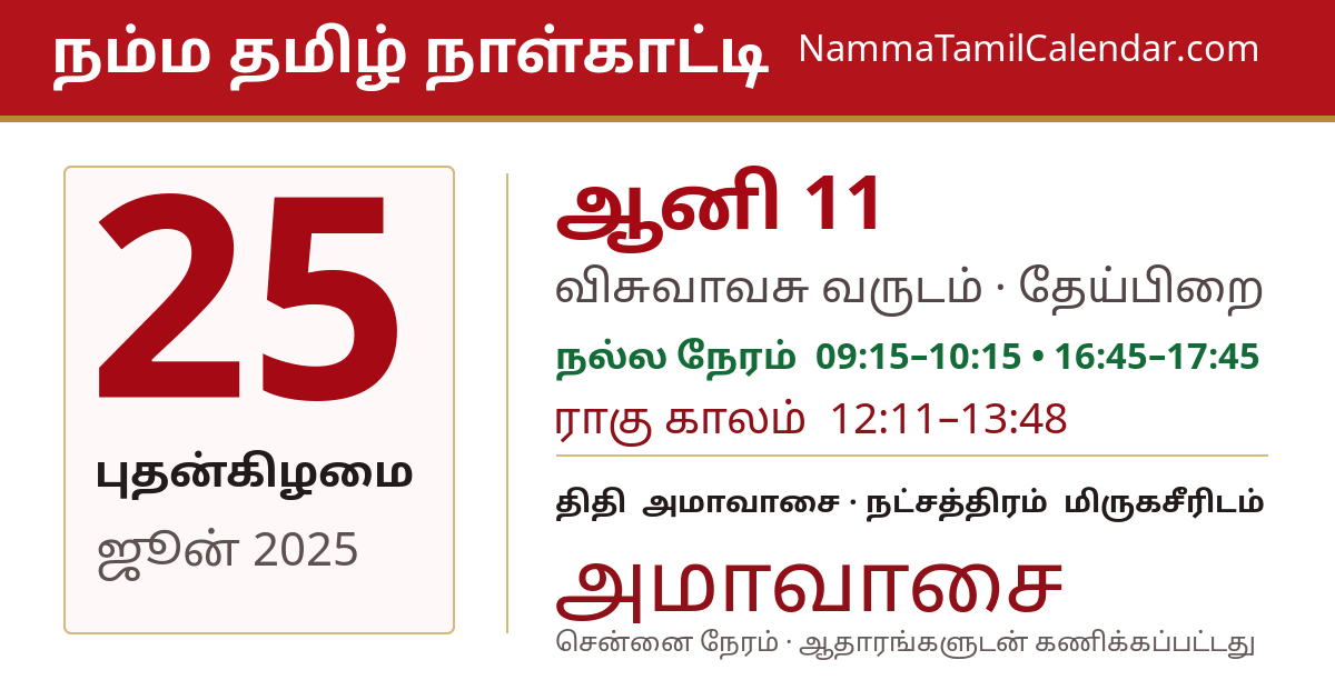 ஜூன் 25, 2025 சென்னை தமிழ் காலண்டர் பகிர்வு படம்