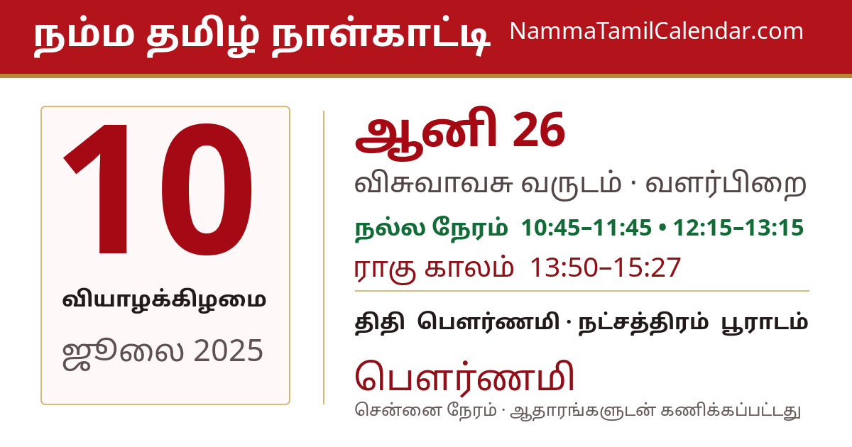 ஜூலை 10, 2025 சென்னை தமிழ் காலண்டர் பகிர்வு படம்