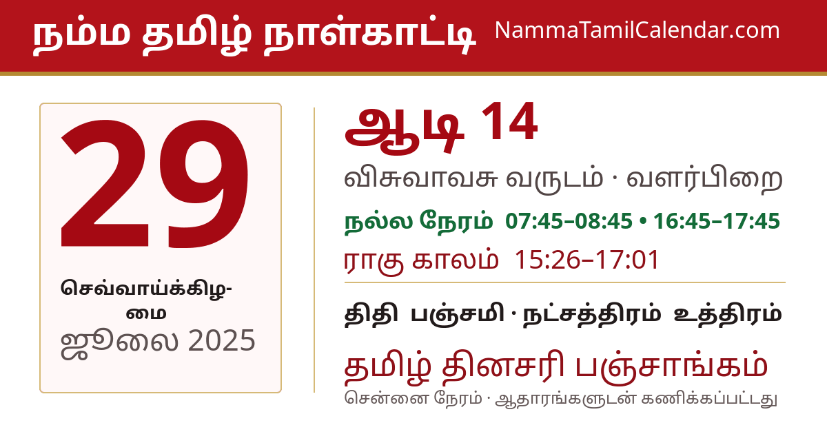 ஜூலை 29, 2025 சென்னை தமிழ் காலண்டர் பகிர்வு படம்