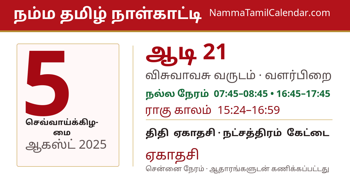 ஆகஸ்ட் 5, 2025 சென்னை தமிழ் காலண்டர் பகிர்வு படம்