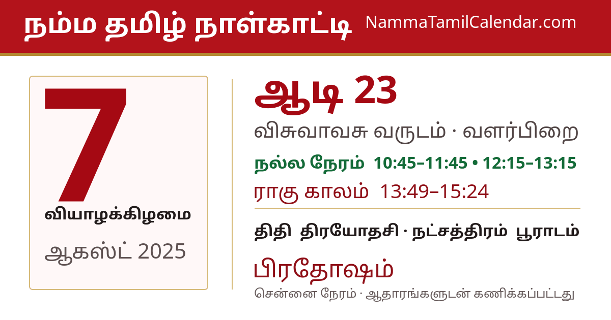 ஆகஸ்ட் 7, 2025 சென்னை தமிழ் காலண்டர் பகிர்வு படம்