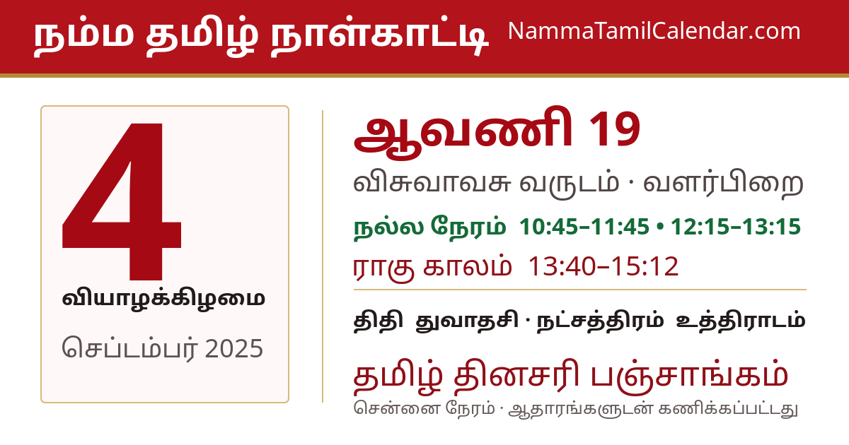 செப்டம்பர் 4, 2025 சென்னை தமிழ் காலண்டர் பகிர்வு படம்