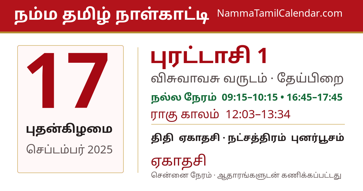 செப்டம்பர் 17, 2025 சென்னை தமிழ் காலண்டர் பகிர்வு படம்
