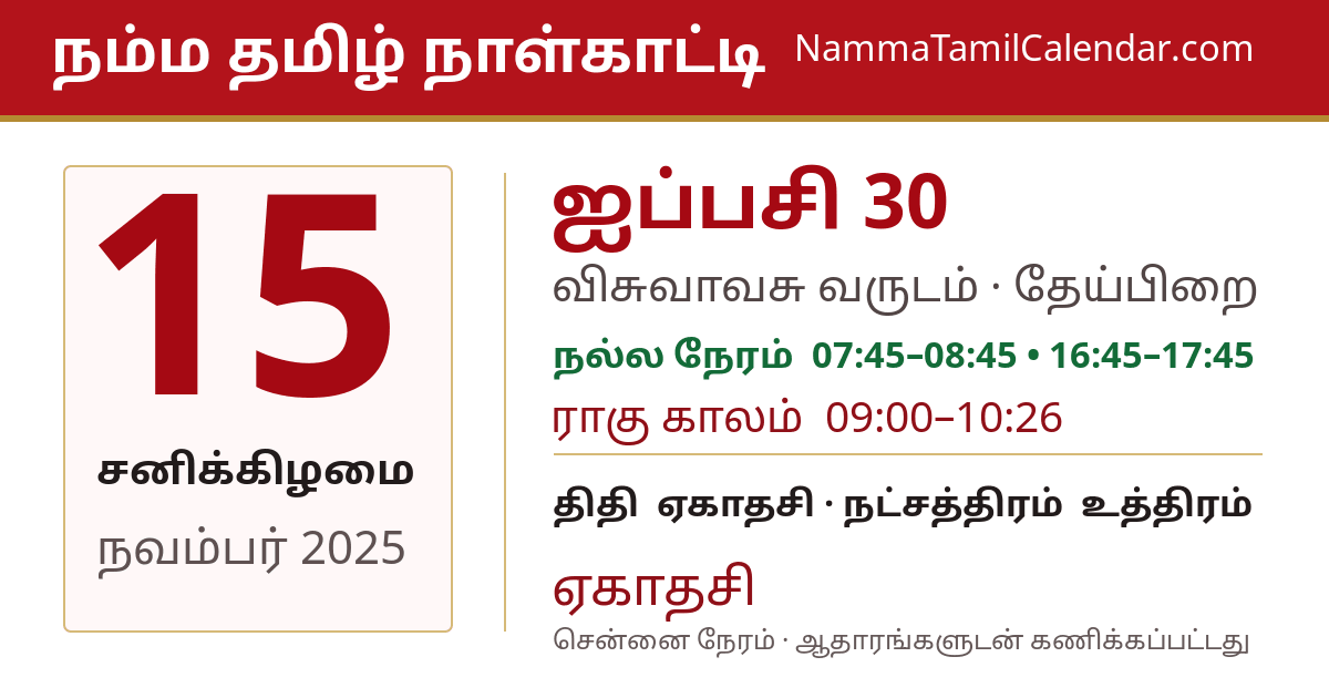 நவம்பர் 15, 2025 சென்னை தமிழ் காலண்டர் பகிர்வு படம்
