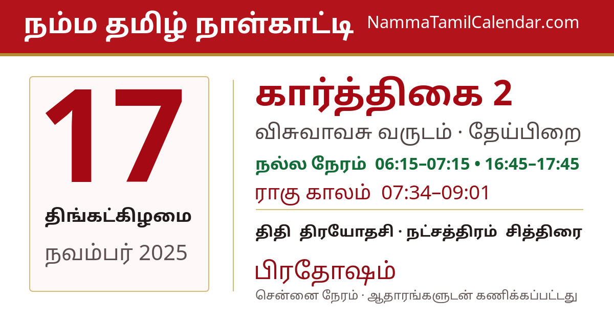 நவம்பர் 17, 2025 சென்னை தமிழ் காலண்டர் பகிர்வு படம்