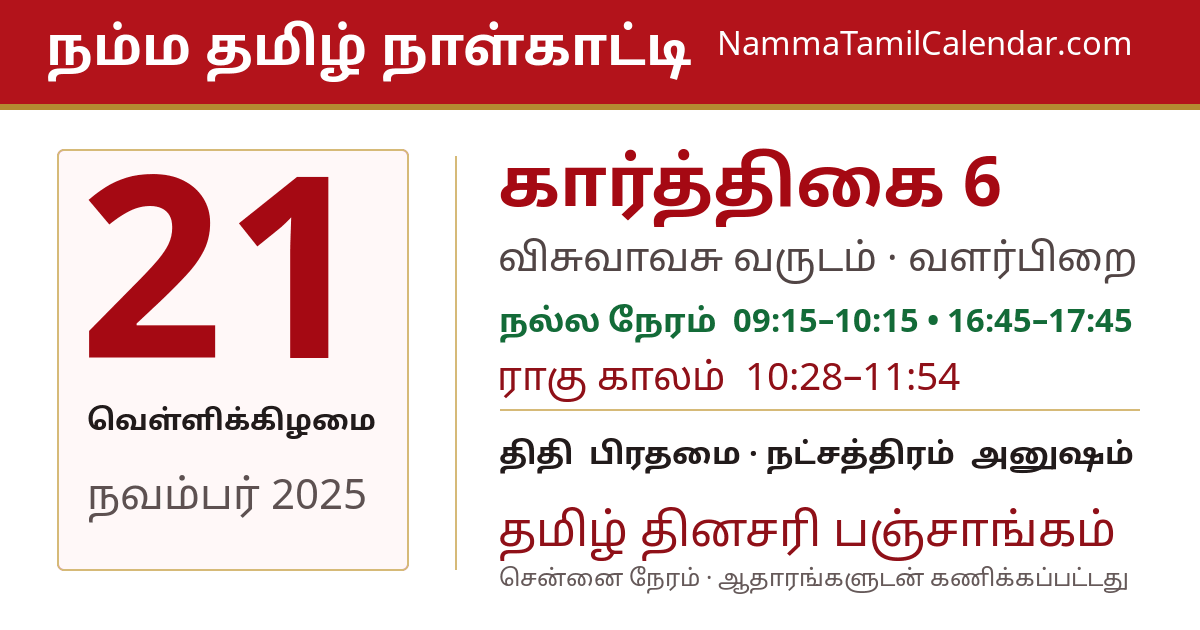 நவம்பர் 21, 2025 சென்னை தமிழ் காலண்டர் பகிர்வு படம்