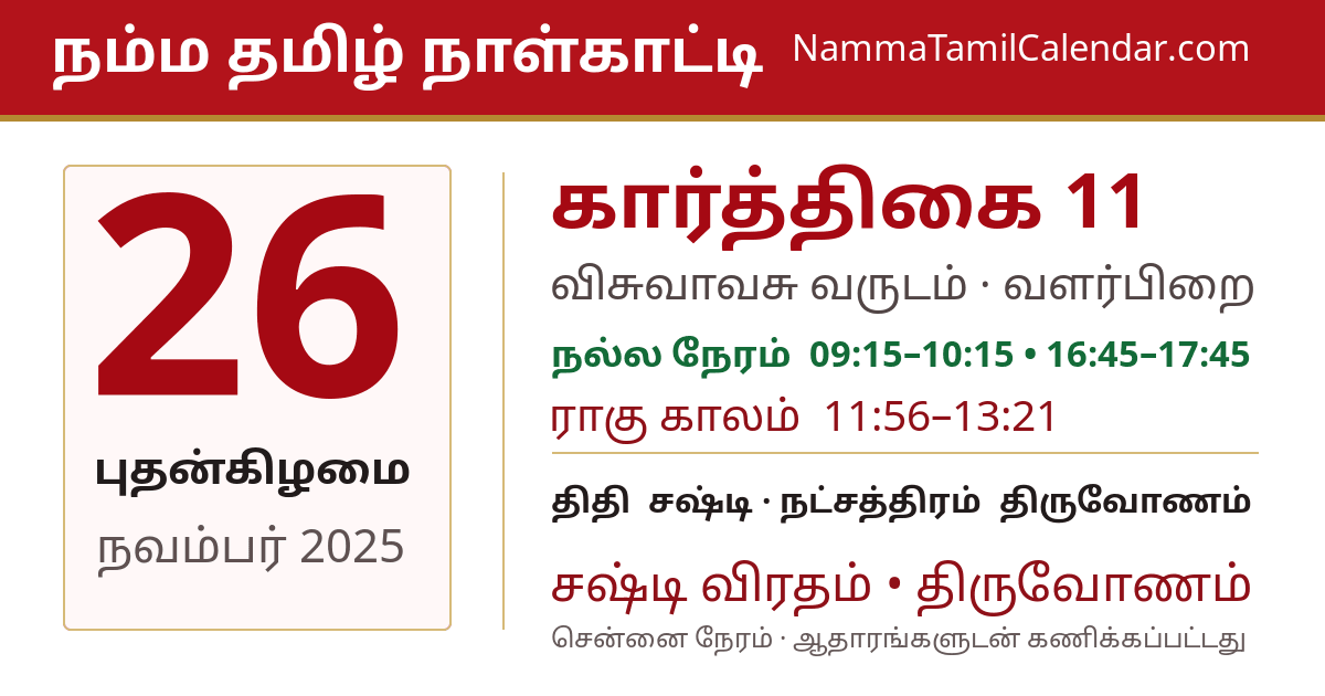 நவம்பர் 26, 2025 சென்னை தமிழ் காலண்டர் பகிர்வு படம்