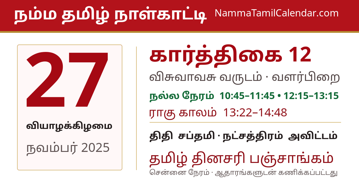நவம்பர் 27, 2025 சென்னை தமிழ் காலண்டர் பகிர்வு படம்