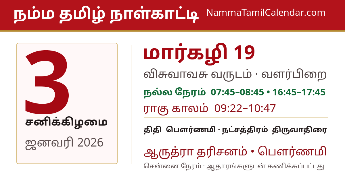 ஜனவரி 3, 2026 சென்னை தமிழ் காலண்டர் பகிர்வு படம்