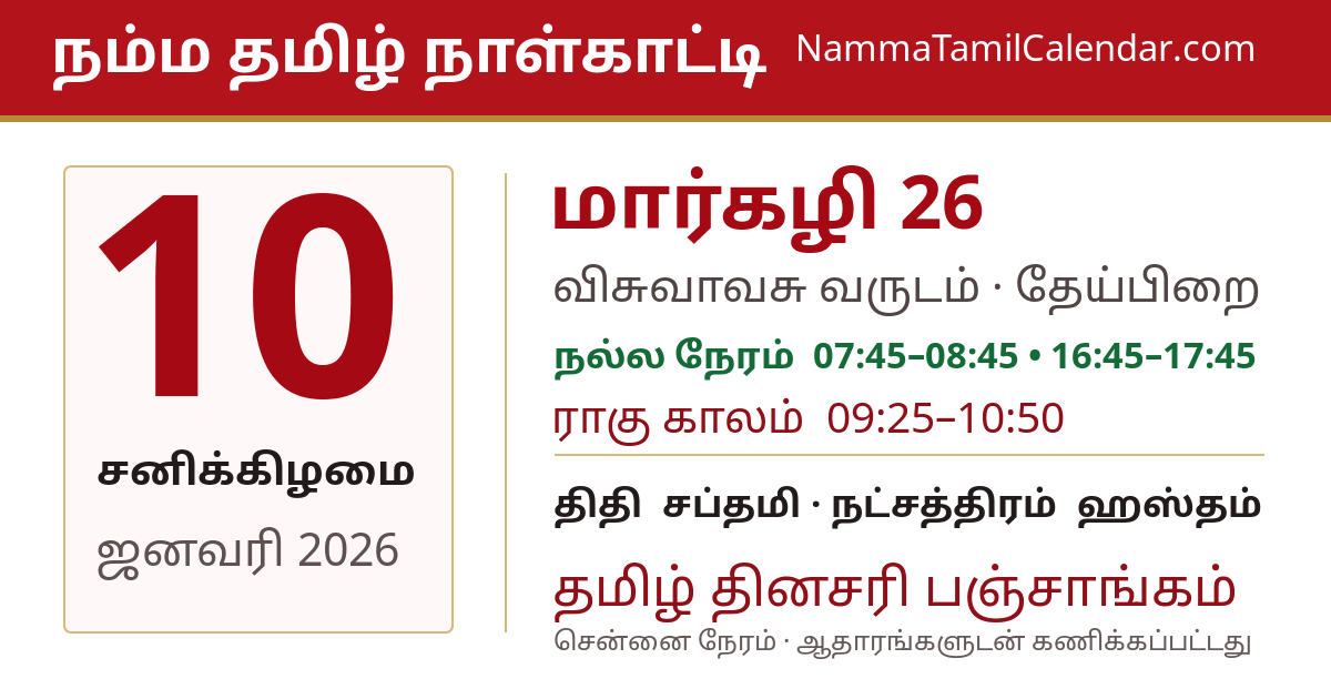 ஜனவரி 10, 2026 சென்னை தமிழ் காலண்டர் பகிர்வு படம்