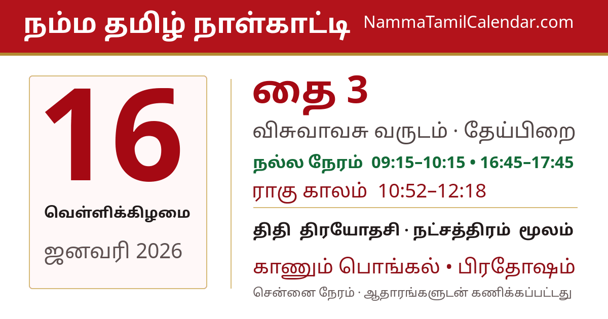ஜனவரி 16, 2026 சென்னை தமிழ் காலண்டர் பகிர்வு படம்