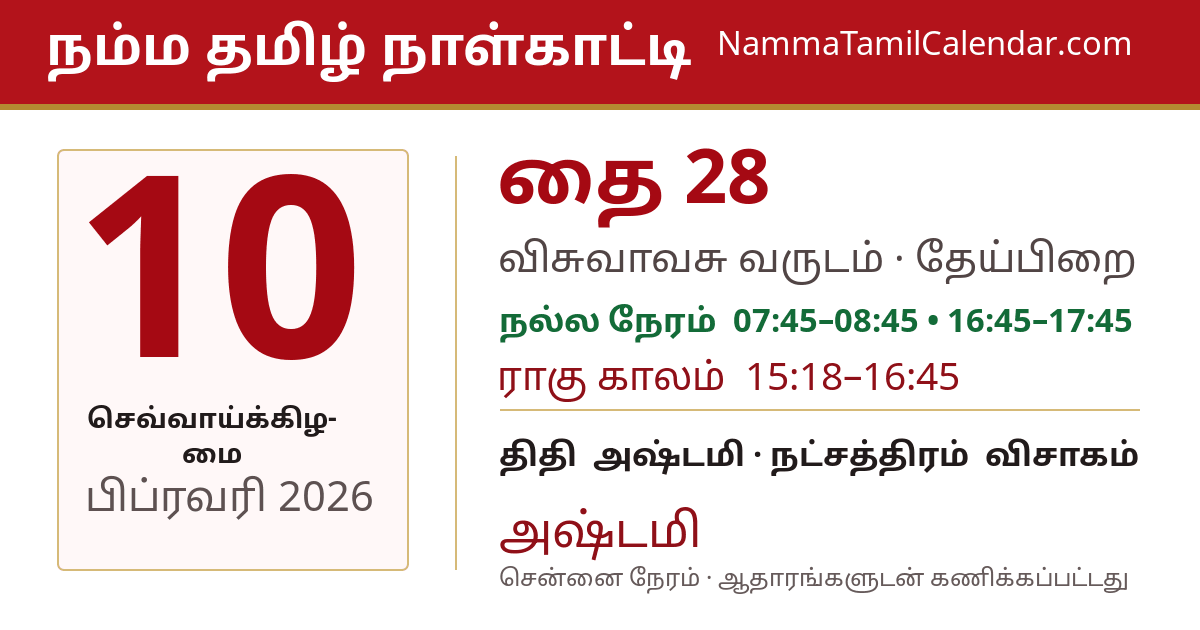 பிப்ரவரி 10, 2026 சென்னை தமிழ் காலண்டர் பகிர்வு படம்