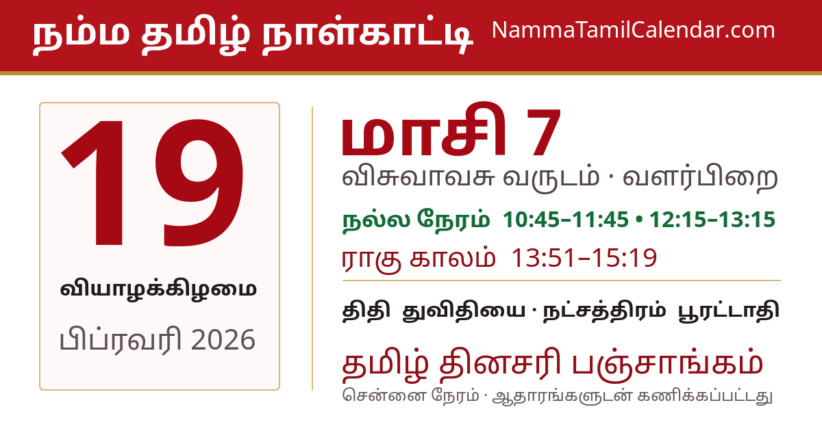 பிப்ரவரி 19, 2026 சென்னை தமிழ் காலண்டர் பகிர்வு படம்