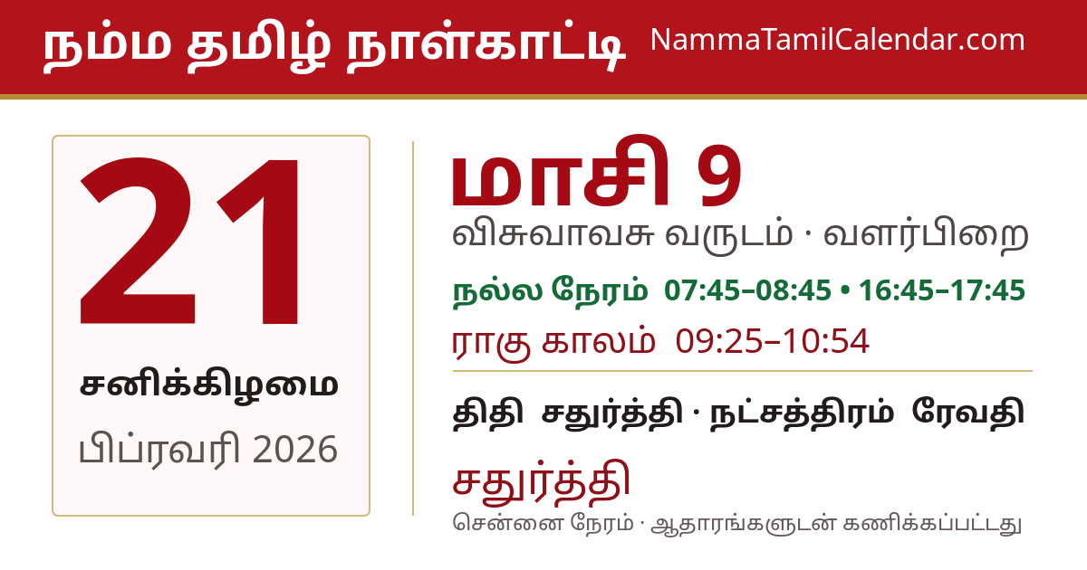 பிப்ரவரி 21, 2026 சென்னை தமிழ் காலண்டர் பகிர்வு படம்