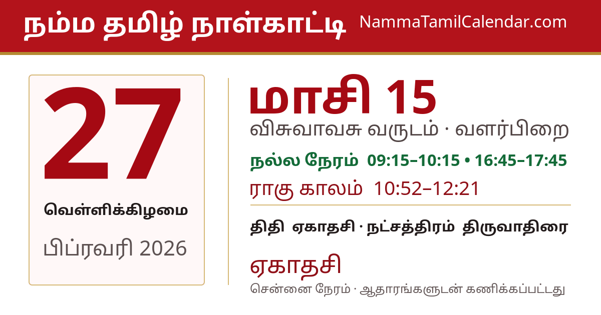 பிப்ரவரி 27, 2026 சென்னை தமிழ் காலண்டர் பகிர்வு படம்