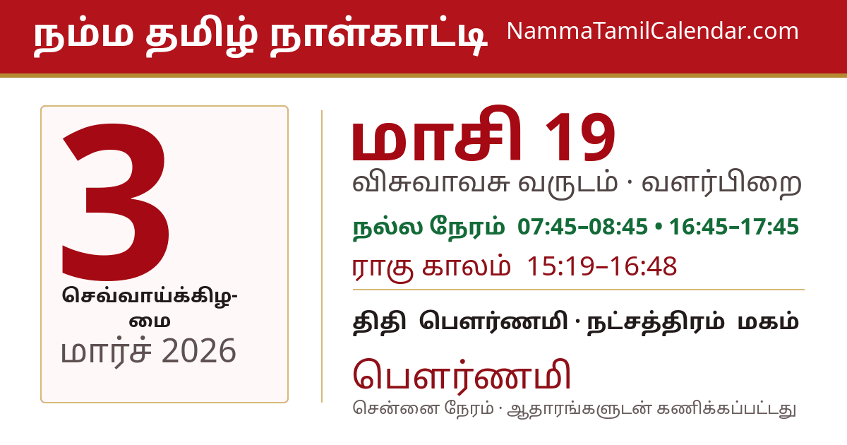 மார்ச் 3, 2026 சென்னை தமிழ் காலண்டர் பகிர்வு படம்
