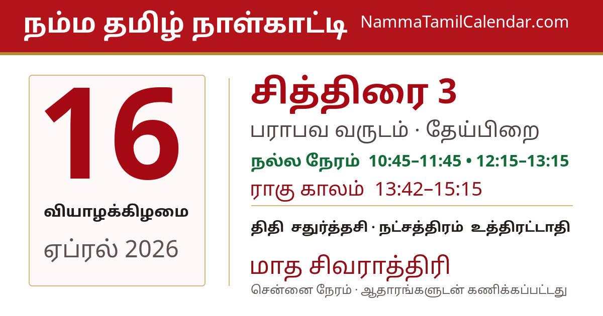 ஏப்ரல் 16, 2026 சென்னை தமிழ் காலண்டர் பகிர்வு படம்