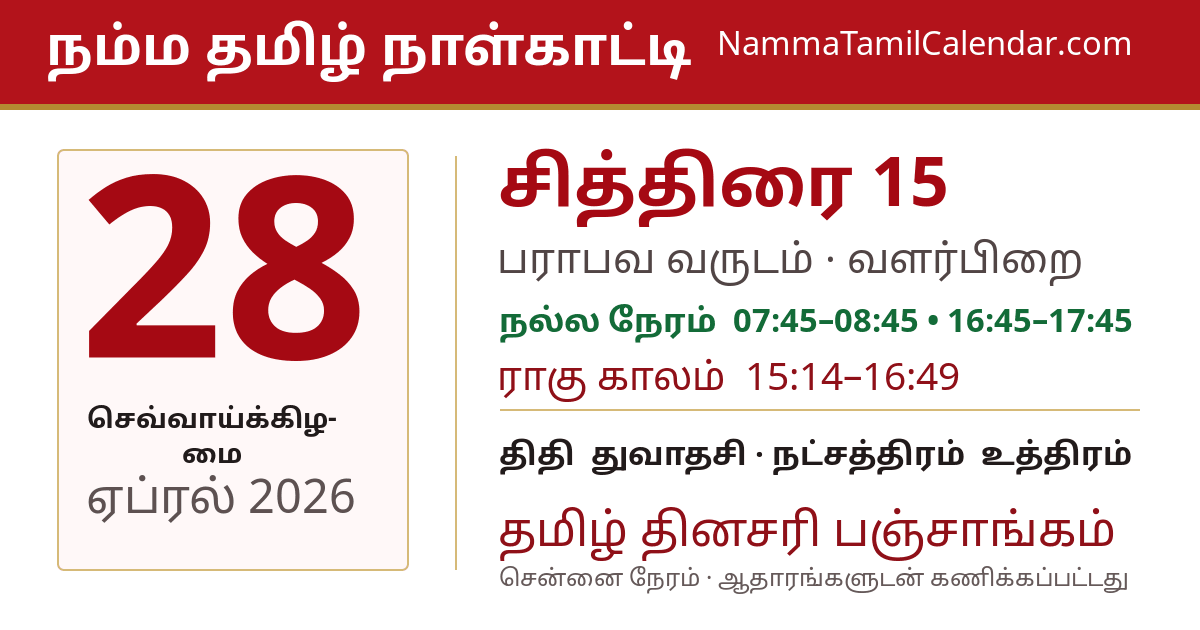 ஏப்ரல் 28, 2026 சென்னை தமிழ் காலண்டர் பகிர்வு படம்