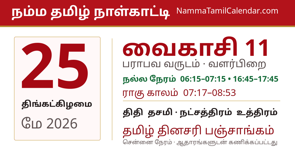 மே 25, 2026 சென்னை தமிழ் காலண்டர் பகிர்வு படம்