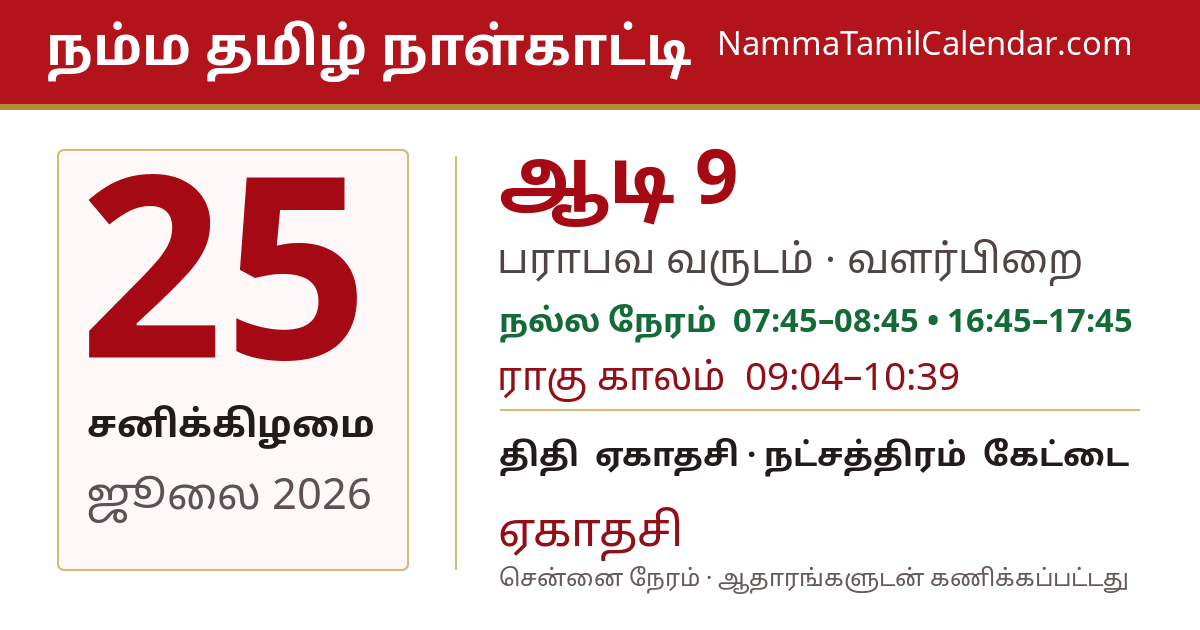 ஜூலை 25, 2026 சென்னை தமிழ் காலண்டர் பகிர்வு படம்