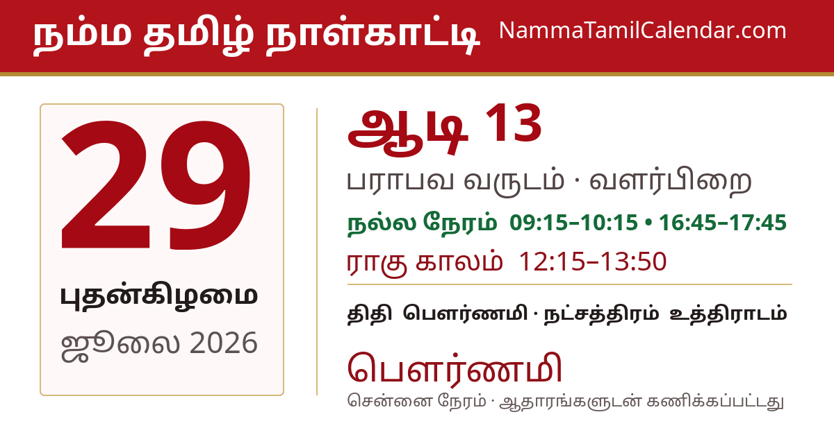 ஜூலை 29, 2026 சென்னை தமிழ் காலண்டர் பகிர்வு படம்