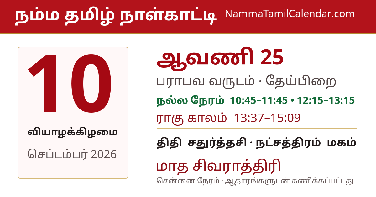 செப்டம்பர் 10, 2026 சென்னை தமிழ் காலண்டர் பகிர்வு படம்