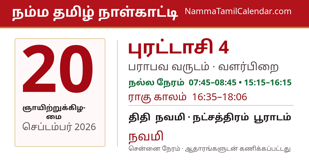 செப்டம்பர் 20, 2026 சென்னை தமிழ் காலண்டர் பகிர்வு படம்